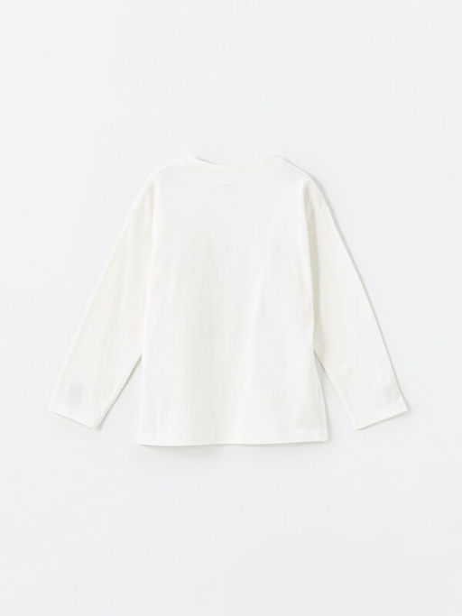 Bisiklet Yaka Uzun Kollu Bask?l? K?z Bebek Ti??rt - Waikiki фото 3