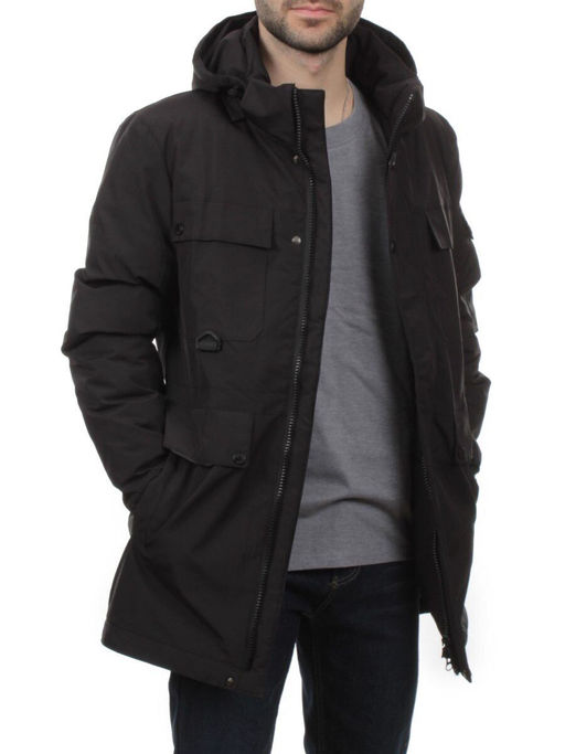 2185 BLACK Куртка мужская зимняя облегченная (130 гр. холлофайбер)