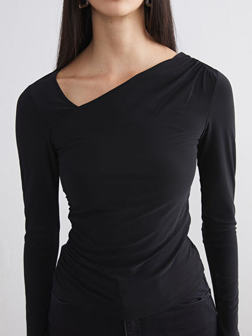 Asimetrik Yaka B?zg?l? Bluz