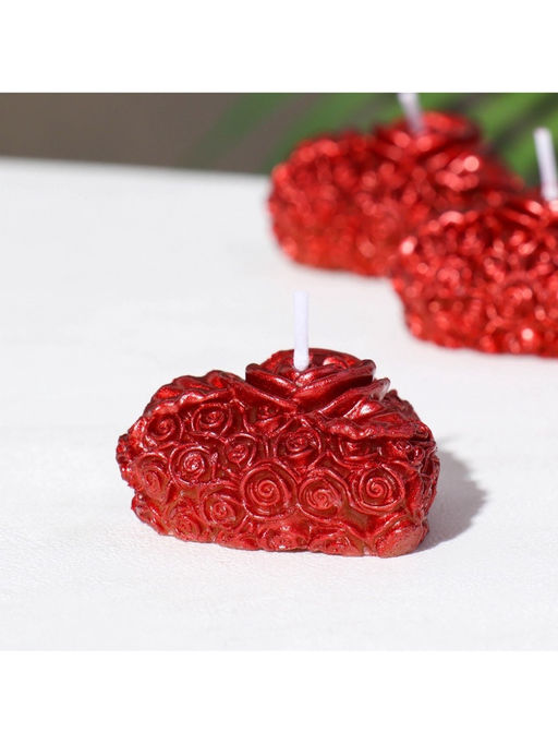 УЦЕНКА Набор свечей Сердце с розой, 3 шт., 5?2.5 см, красный - Дарим красиво фото 2