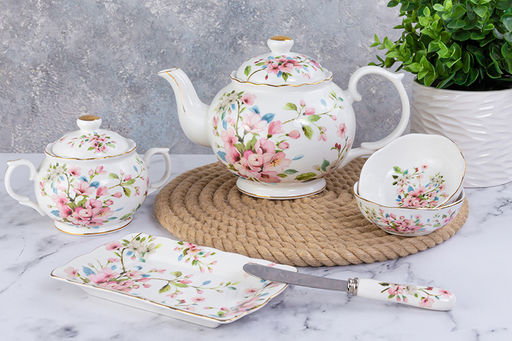 Сахарница 380 мл 15,5*10*10 см Яблоневый цвет на белом NEW BONE CHINA - Elan gallery фото 5