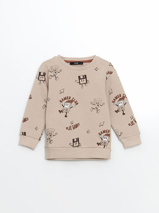 Bisiklet Yaka Bask?l? Erkek Bebek E?ofman Tak?m