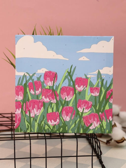 Картина по номерам на подрамнике Draw Me! Tulip field, (20*20 см)