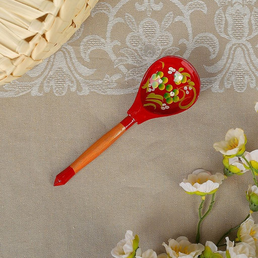 Цена за 2 шт. Ложка деревянная Краснушка, полубасок, красный фон - Simaland фото 4