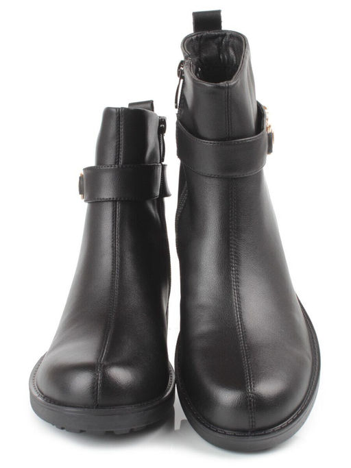 01-5575-1 BLACK Ботинки демисезонные женские (натуральная кожа, натуральная байка)