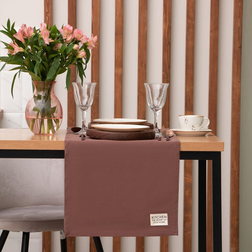Дорожка на стол «Этель» Kitchen 40×150 см, 100% хлопок, саржа 220 г/м², коричневая