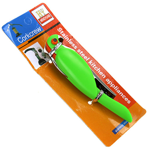 Штопор-открывалка металлический Ара с пилой, в пластмассовом корпусе, 12,3х2,5х2см, на картоне (Китай) - Домашняя мода фото 3