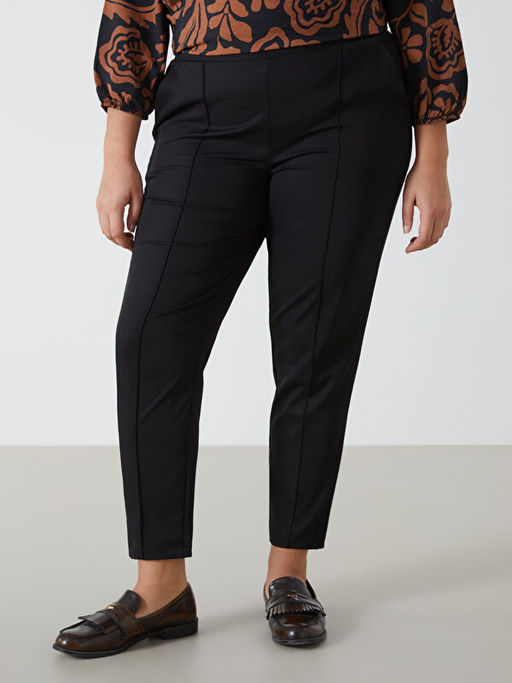 Kad?n Beli Lastikli D?z Pantolon