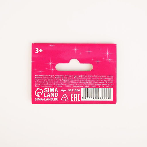 Цена за 2 шт. Подарочный набор канцелярский, 5 предметов «Самой яркой»