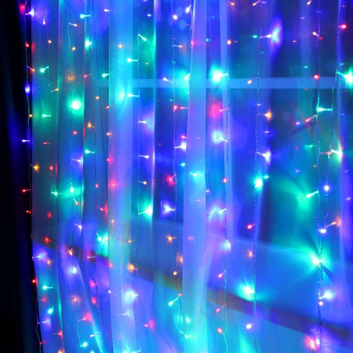 Гирлянда Занавес 2?3 м, IP20, прозрачная нить, 720 LED, свечение мульти, 8 режимов, 220 В - Luazon lighting фото 4