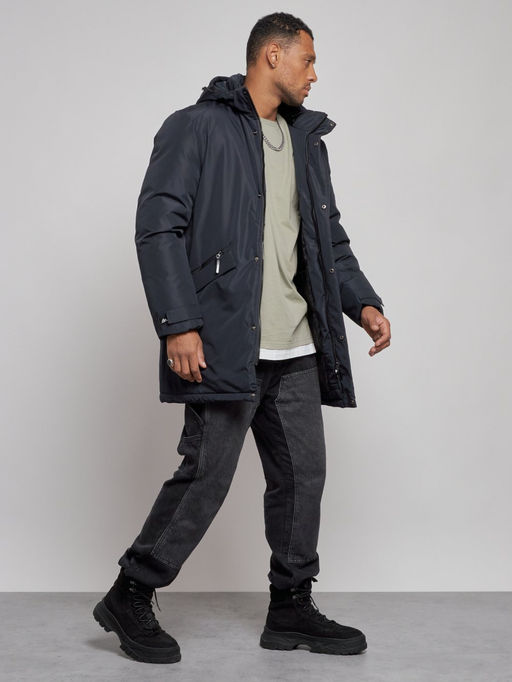 Парка мужская зимняя удлиненная молодежная темно-синего цвета 8302TS - Wonderrman фото 4