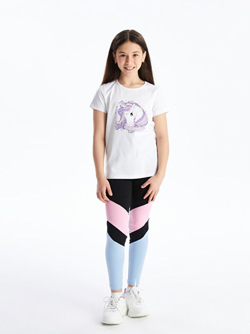 Beli Lastikli Renk Bloklu K?z ?ocuk Tayt - Waikiki фото 2