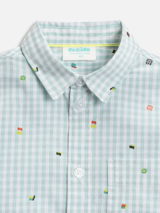 ACOOLA / Сорочка верхняя детская для мальчиков Pingo голубая клетка фото 3