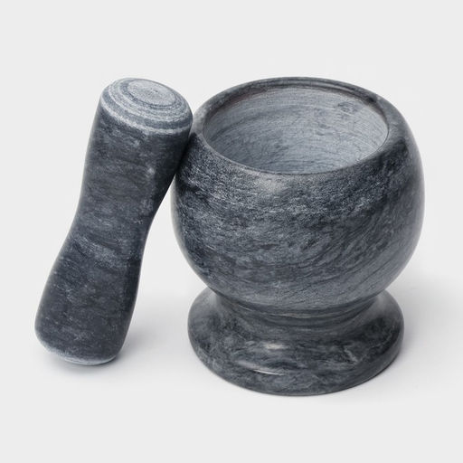 Ступка с пестиком Magistro «Мрамор», натуральный камень, 10×10 см, серая