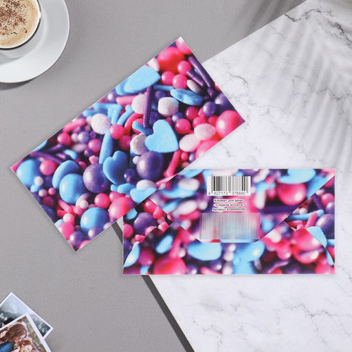 Цена за 10 шт. Конверт для денег Универсальный глиттер, сердечки, 8,5х17 см - Simaland фото 2