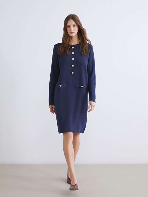 Bisiklet Yaka Triko Elbise