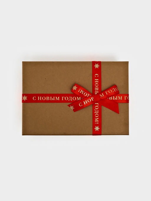 Цена за 2 шт. Лента атласная для упаковки подарков С Новым годом 2 см ? 5 м, тиснение