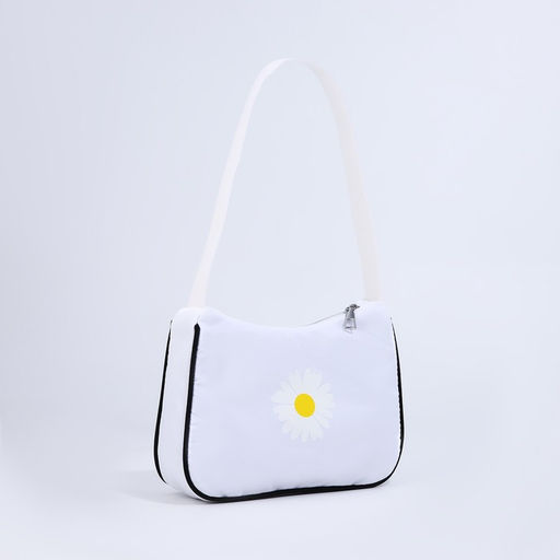 Сумка молодёжная на молнии, с принтом, 24?6.5?17 см, белая