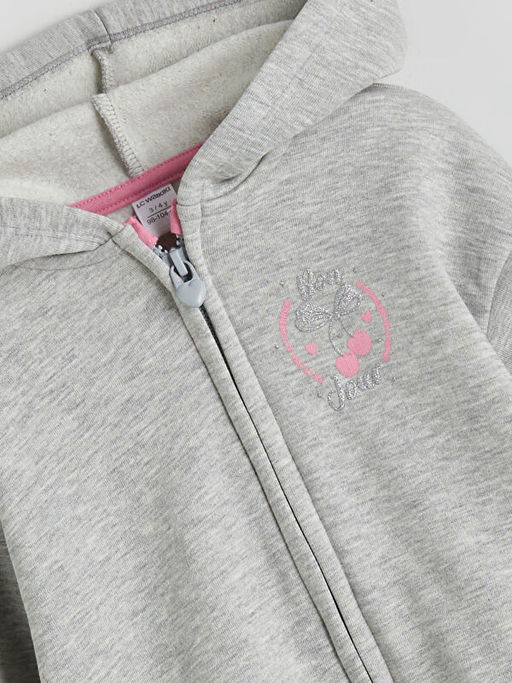Kap??onlu Nak??l? K?z ?ocuk Fermuarl? Sweatshirt