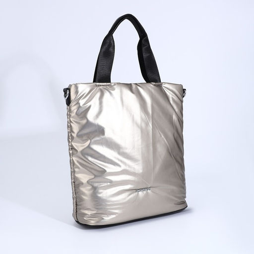 Сумка-тоут на молнии, наружный карман, длинный ремень, цвет бронзовый - Simaland фото 3