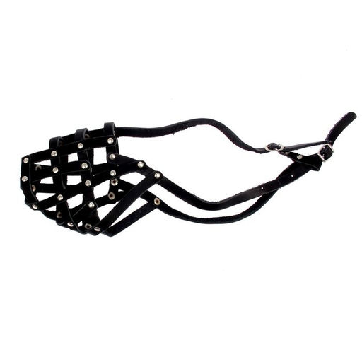 Намордник кожаный сетчатый с перемычкой №3,овчарка,(длина по носу 11 см, обхват морды 30 см), 161347 - Пижон фото 2