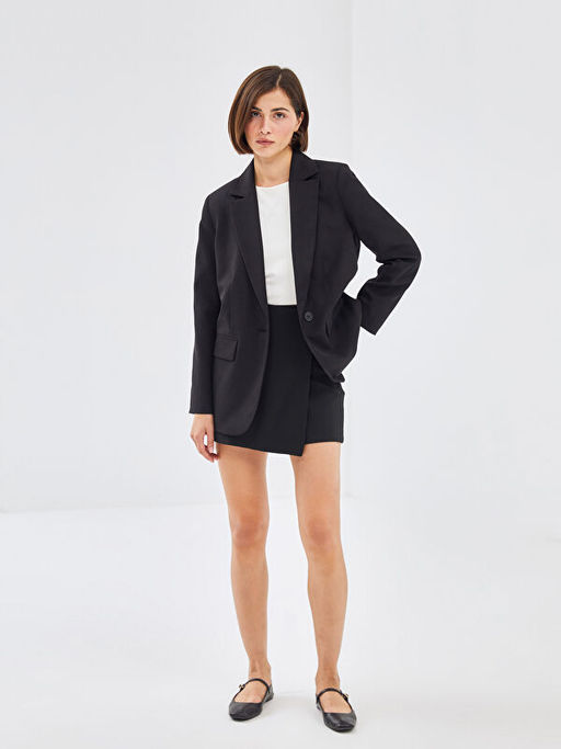 Krep Kad?n Blazer Ceket