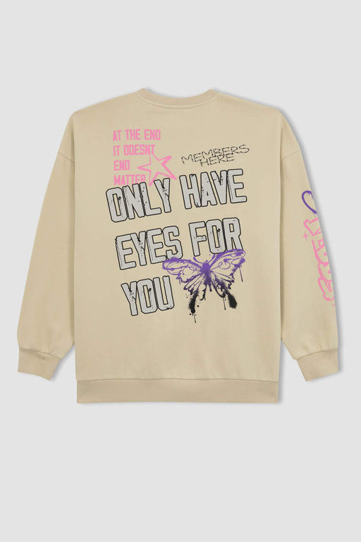 Толстый толстый свитшот Cool Oversize с круглым вырезом - Defacto фото 8