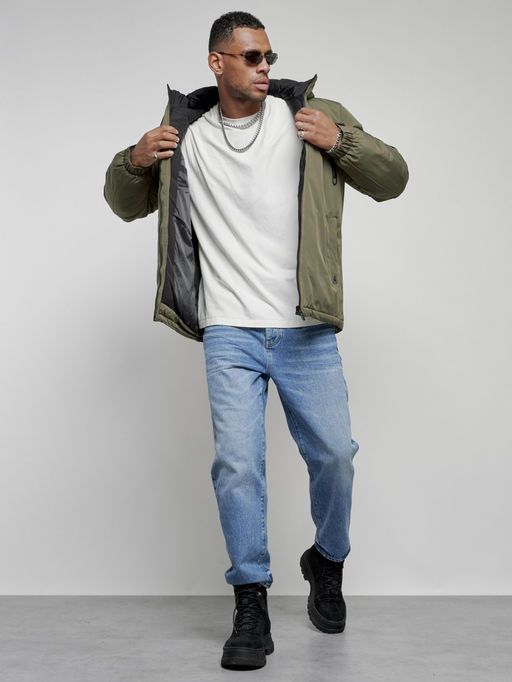 Куртка спортивная мужская зимняя с капюшоном цвета хаки 8360Kh - Wonderrman фото 21