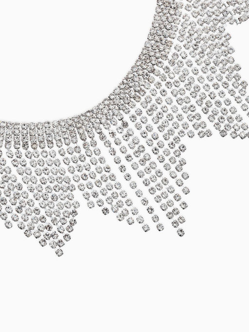 Набор 2 пред-а: серьги, колье со стразами "Лёд" сталактит, d=13,5см, цвет белый в серебре