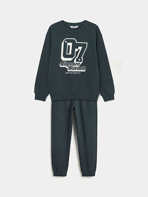 Bisiklet Yaka Bask?l? Erkek ?ocuk E?ofman Tak?m