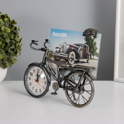 Фоторамка для фото 10×15 см с часами «Велосипед», пластик, 18×22 см
