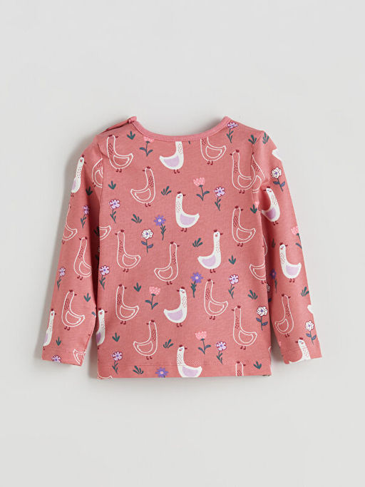 Bisiklet Yaka Bask?l? K?z Bebek Ti??rt