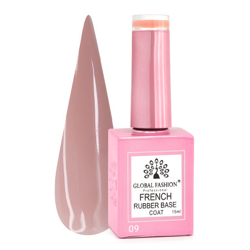 Каучуковая база для гель лака френч, Rubber Base Coat French, 15 мл., Global Fashion 09  фото 2