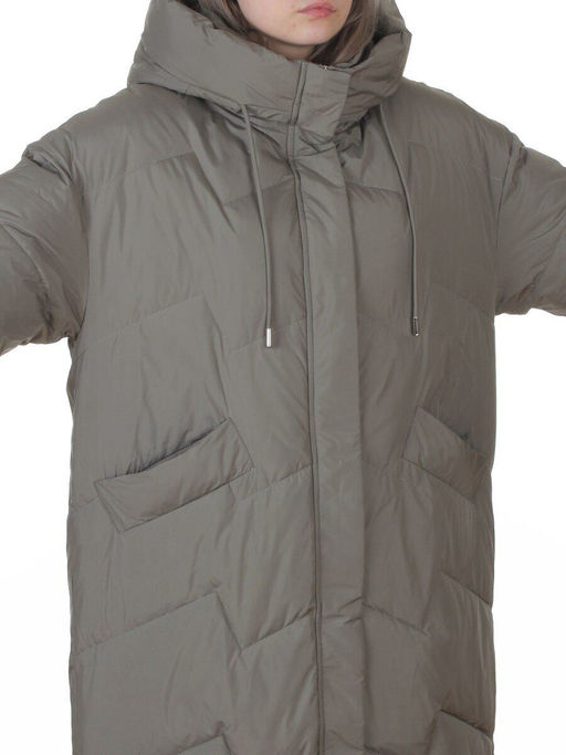 8883 GRAY/GREEN Пальто зимнее женское (150 гр. холлофайбер)