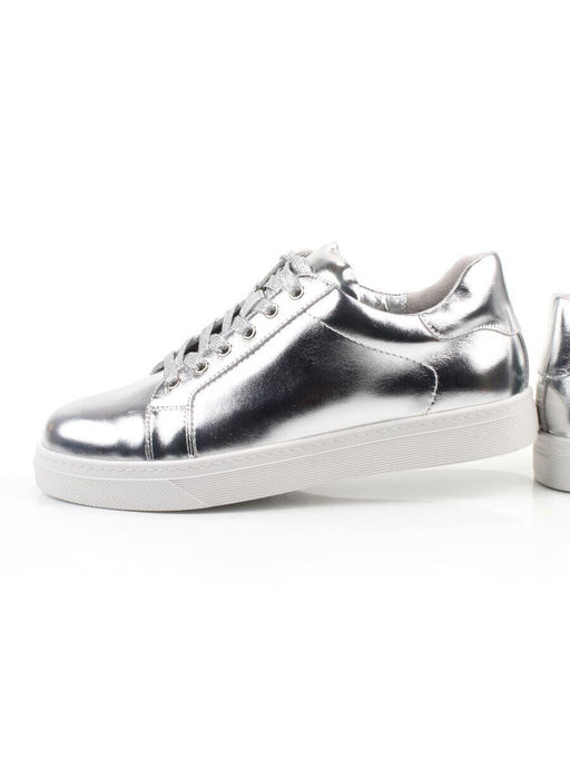 03-C1-1C GREY/SILVER Полуботинки спортивные женские (натуральная кожа)