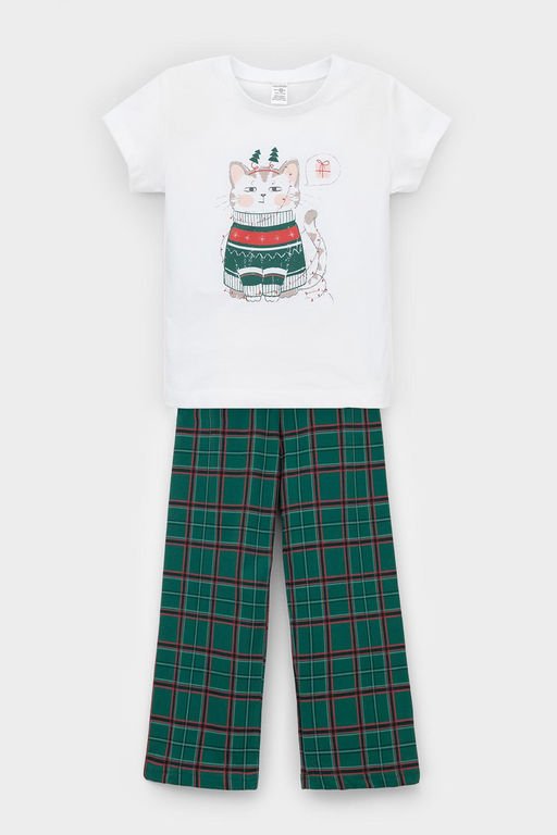 К 1640/белая лилия,шотландская клетка пижама дет - Crockid фото 2
