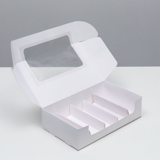 Цена за 3 шт. Коробка складная, под 5 эклеров, белая, 25×15×6.6 см