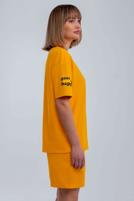 Арт. 2366 Костюм женский с шортами 42-50 (5 шт) Цвет:верх-горчичный,низ-горчичный - Калинка фото 2