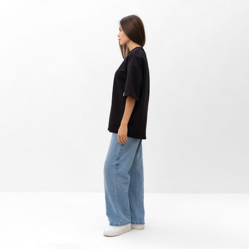 Футболка с нашивкой женская MIST Base, чёрная, размер 44