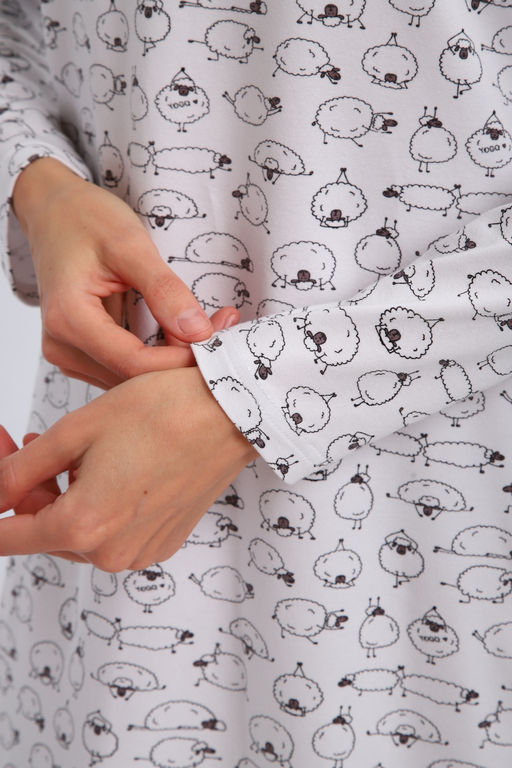 Ночная сорочка длинный рукав из кулирки Соня овечки