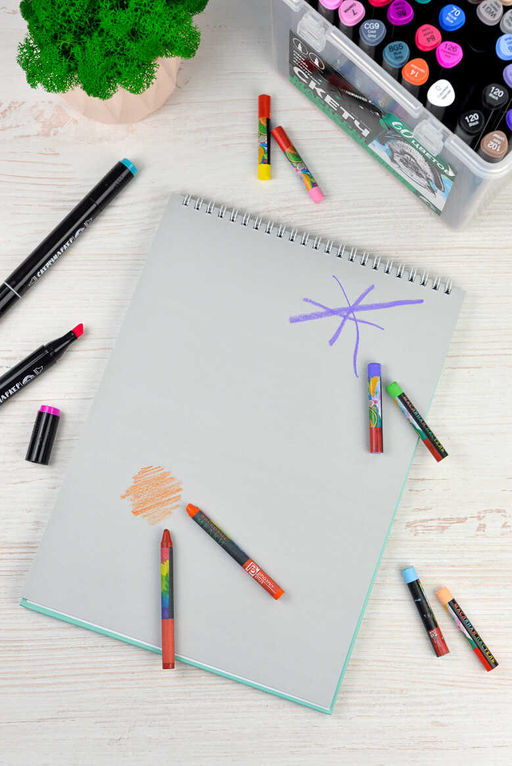 Скетчпад А4 210х290 мм, 40 л, блок - белый офсет, серый офсет 80 г/м?, арт. 61565 МОРДАШКИ