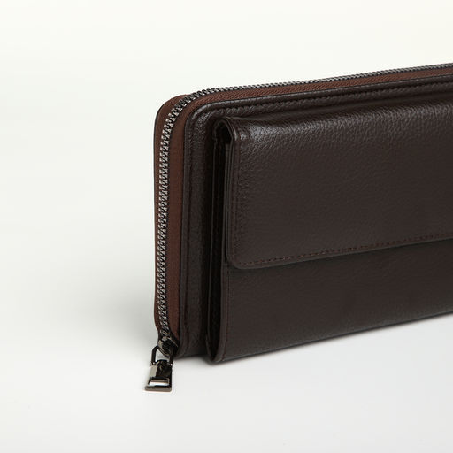 Портмоне-клатч мужской на молнии TEXTURA, коричневое