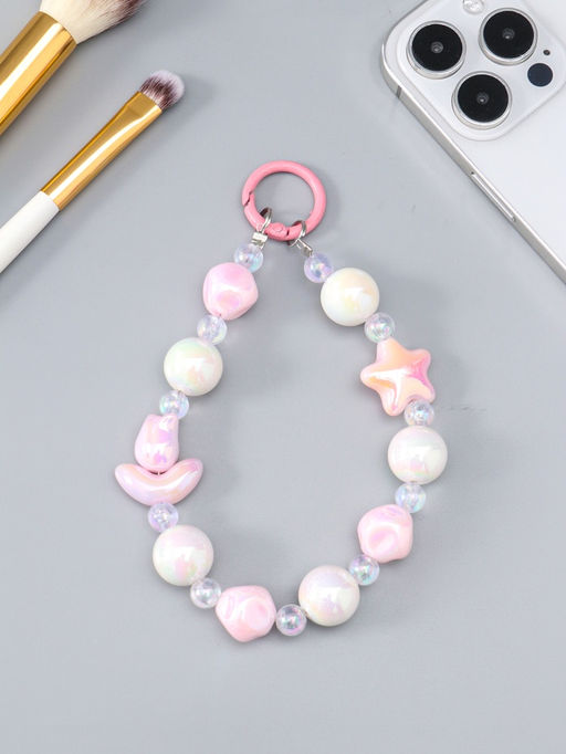 Брелок на карабине "Тюльпаны и звёзды" розово-перламутровый 11х4х1,5 см