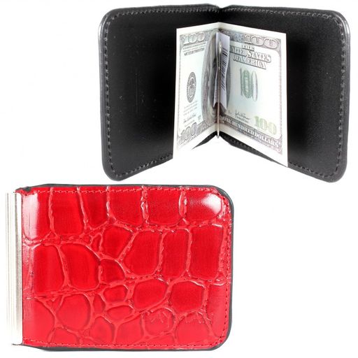 Зажим для купюр Cayman-Z-14 натуральная кожа магнит, красный скат (74) 212656