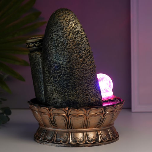 Фонтан настольный с подсветкой «Хотей в арке с водопадом», от сети, 28.5×20×20 см