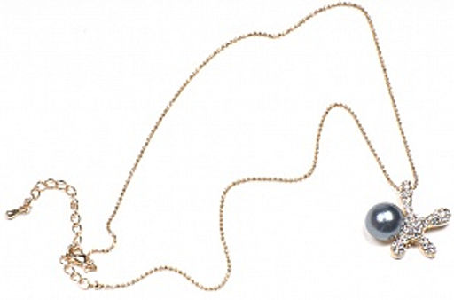 Подвеска Морская звезда с жемчугом PU0156 серый/золото