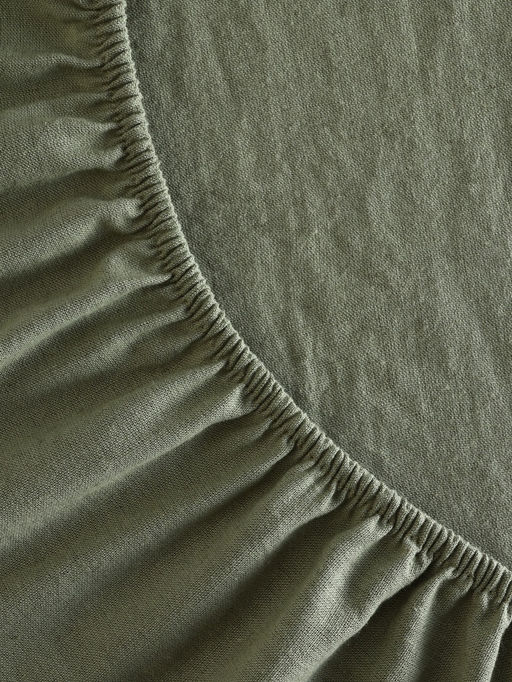Простыня на резинке SL Home Linen collection 200*200+30 см , цв.зелёный, лён30%/хлопок70%