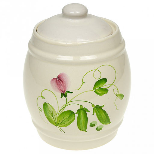 Бочонок керамический "Малый" 1,25л, д14см, h18,5см, "Горошек", с крышкой (Россия)