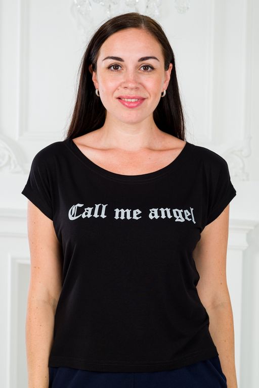 Футболка женская из вискозы Лирика чёрный Call me angel - Амадэль фото 2