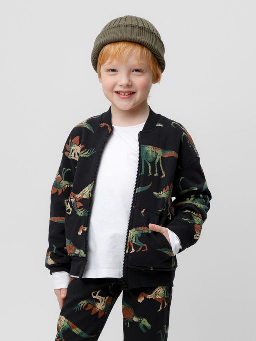 КР 301856/черный,динозавры жакет (бомбер) для мал